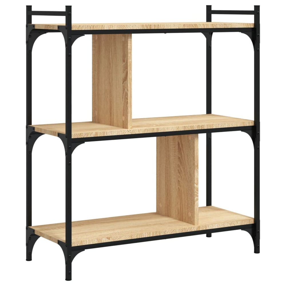 Boekenkast 3-laags 76x32x88 cm bewerkt hout sonoma eikenkleurig MeubelReus