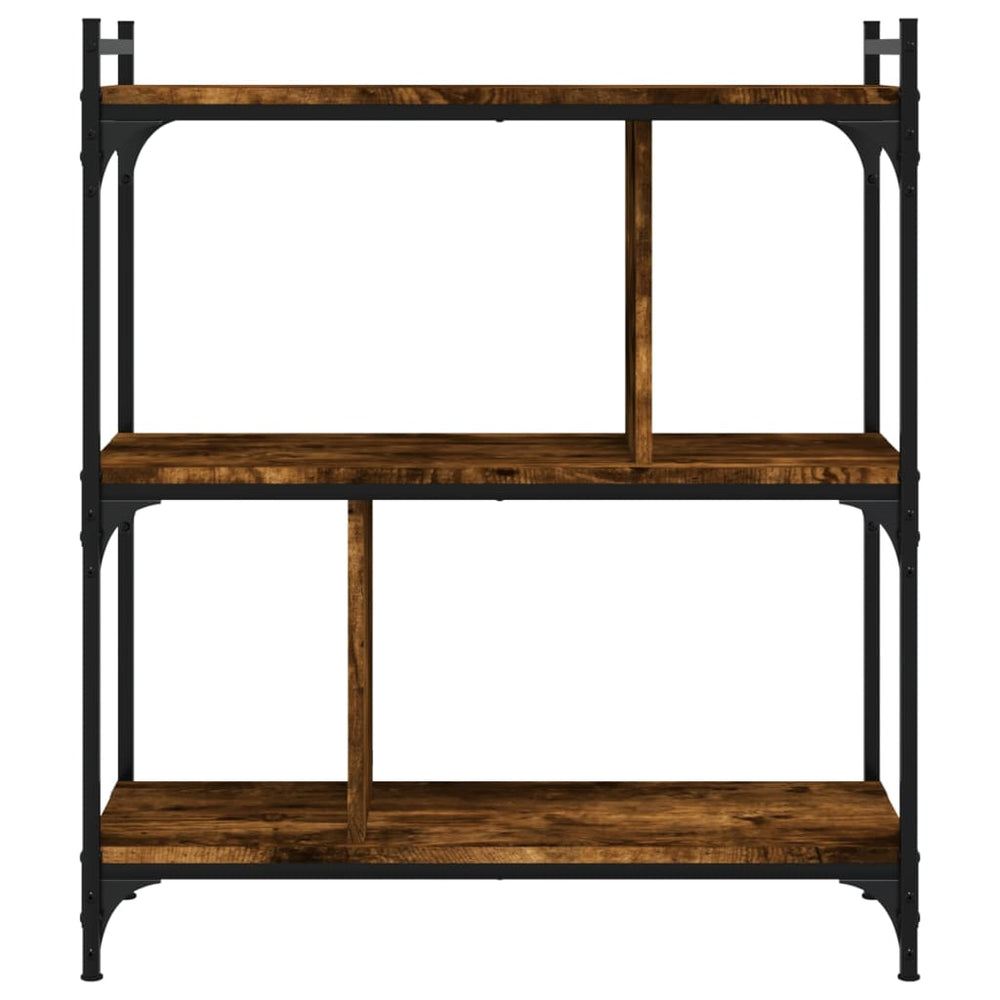 Boekenkast 3-laags 76x32x88 cm bewerkt hout gerookt eikenkleur MeubelReus