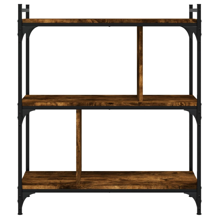 Boekenkast 3-laags 76x32x88 cm bewerkt hout gerookt eikenkleur MeubelReus