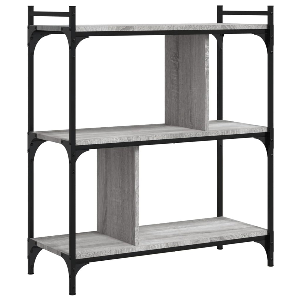 Boekenkast 3-laags 76x32x88 cm bewerkt hout grijs sonoma MeubelReus