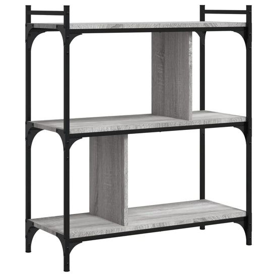 Boekenkast 3-laags 76x32x88 cm bewerkt hout grijs sonoma MeubelReus