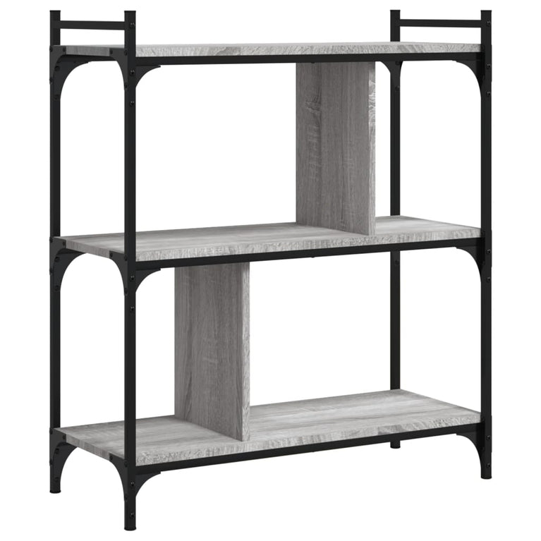 Boekenkast 3-laags 76x32x88 cm bewerkt hout grijs sonoma MeubelReus