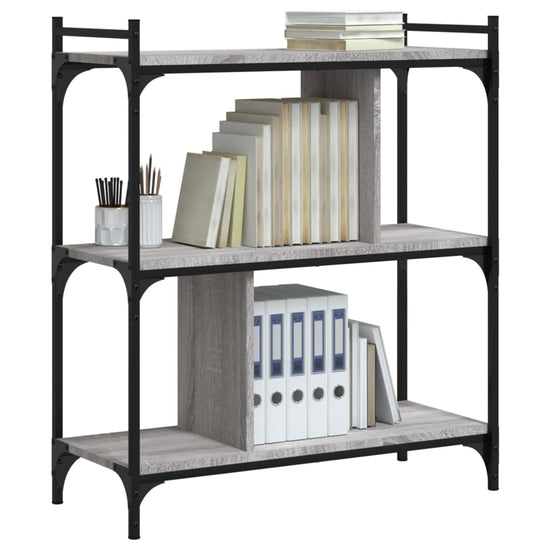 Boekenkast 3-laags 76x32x88 cm bewerkt hout grijs sonoma MeubelReus