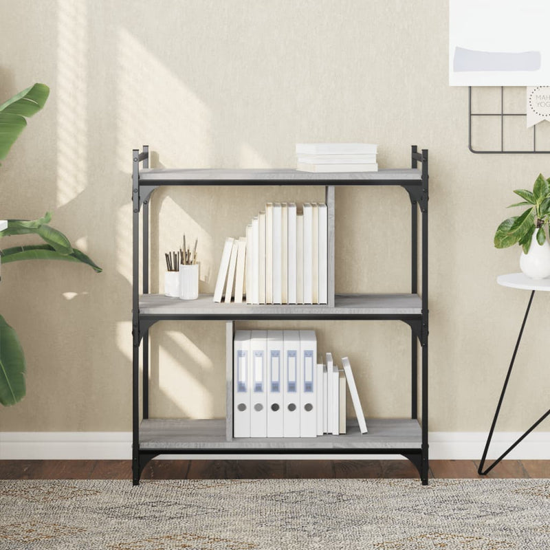 Boekenkast 3-laags 76x32x88 cm bewerkt hout grijs sonoma MeubelReus