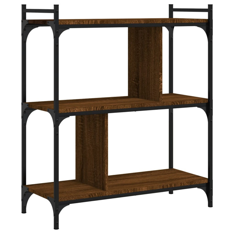 Boekenkast 3-laags 76x32x88 cm bewerkt hout bruin eikenkleur MeubelReus