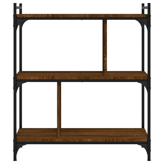 Boekenkast 3-laags 76x32x88 cm bewerkt hout bruin eikenkleur MeubelReus
