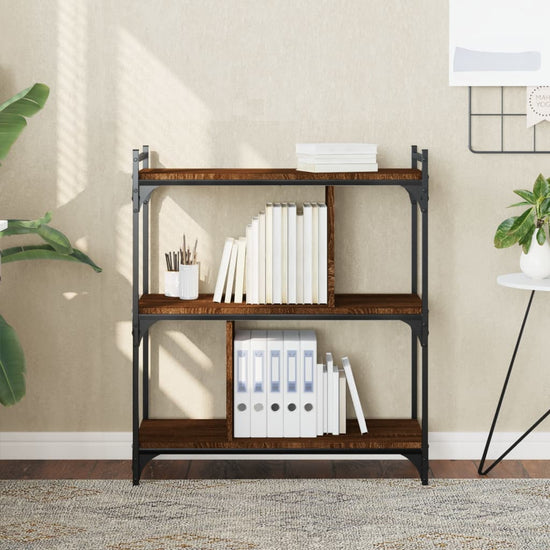 Boekenkast 3-laags 76x32x88 cm bewerkt hout bruin eikenkleur MeubelReus