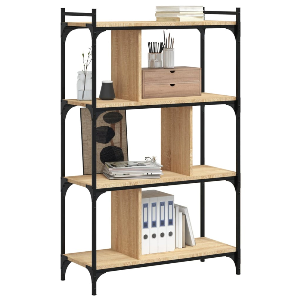 Boekenkast 4-laags 76x32x123 cm bewerkt hout sonoma eikenkleur MeubelReus
