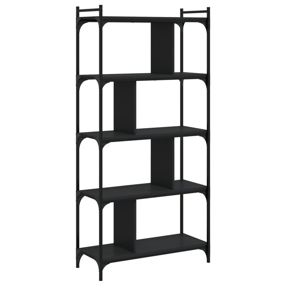 Boekenkast 5-laags 76x32x158 cm bewerkt hout zwart MeubelReus