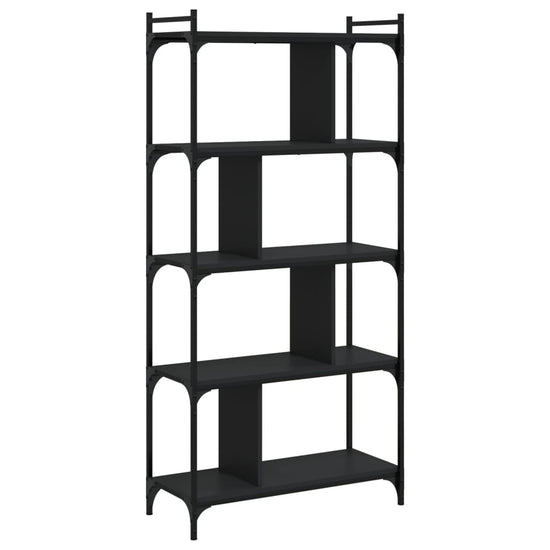 Boekenkast 5-laags 76x32x158 cm bewerkt hout zwart MeubelReus