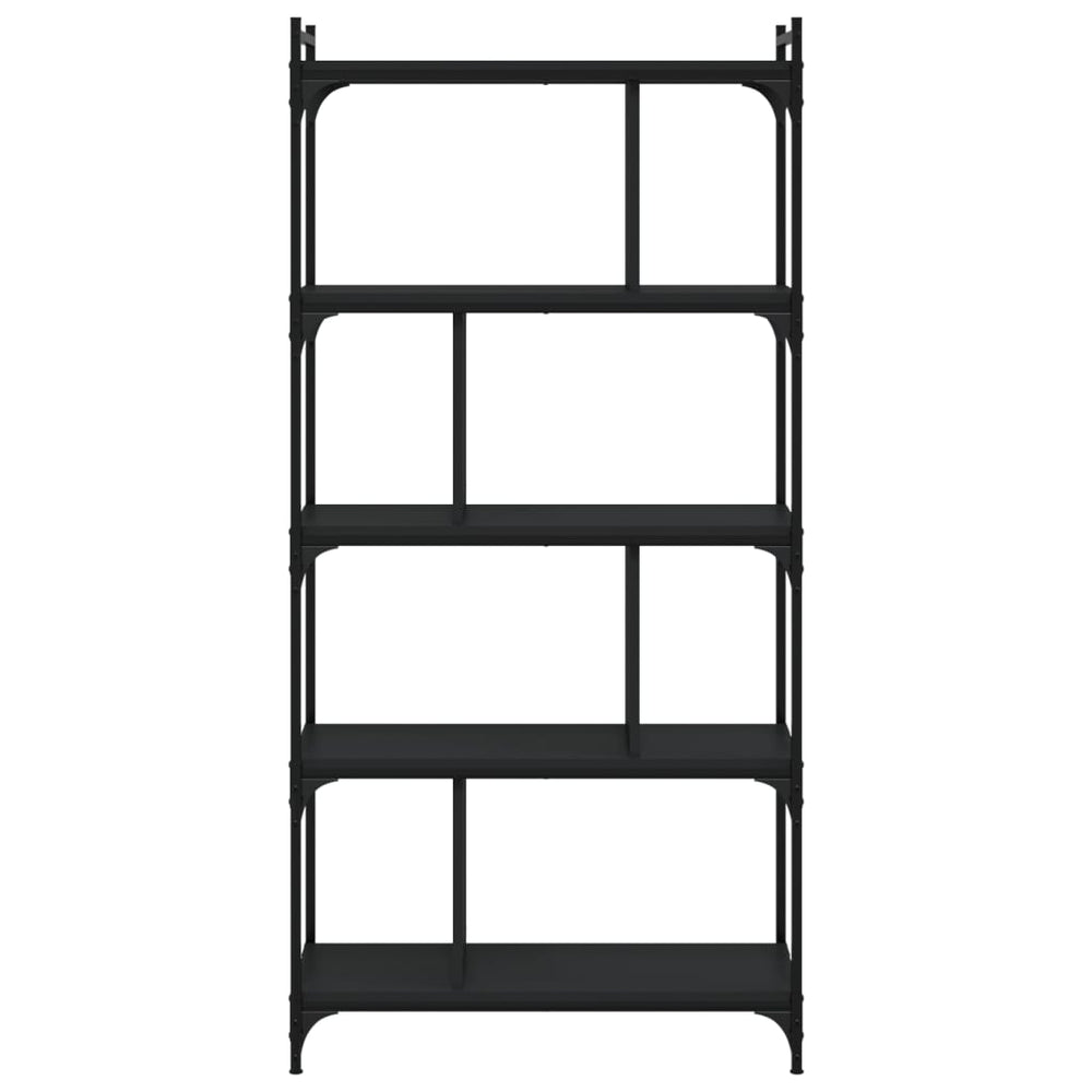 Boekenkast 5-laags 76x32x158 cm bewerkt hout zwart MeubelReus
