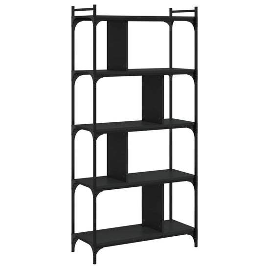 Boekenkast 5-laags 76x32x158 cm bewerkt hout zwart MeubelReus