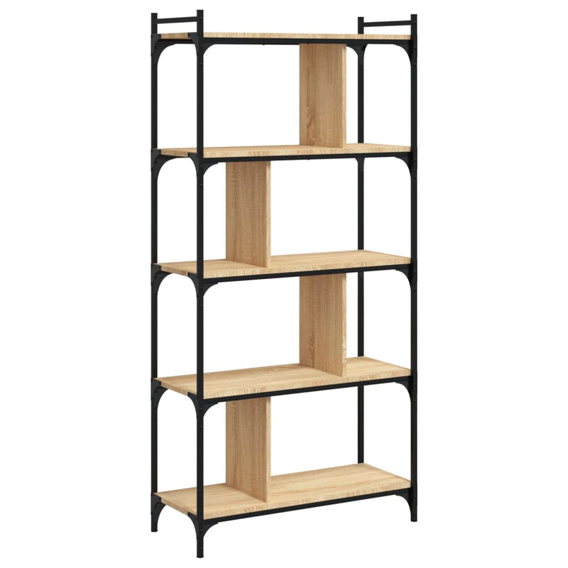 Boekenkast 5-laags 76x32x158 cm bewerkt hout sonoma eikenkleur MeubelReus