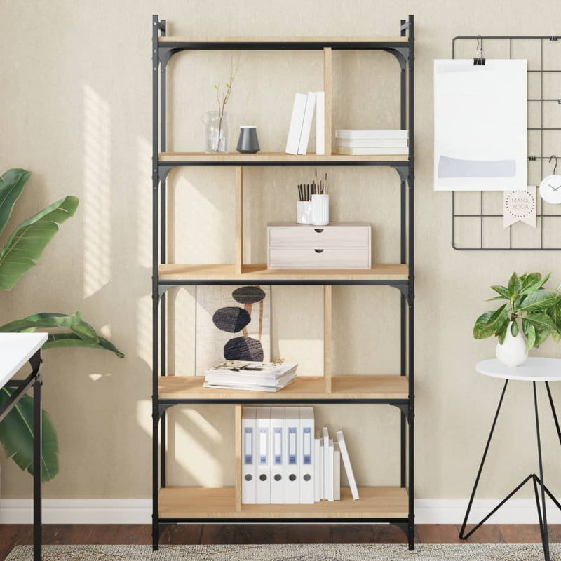 Boekenkast 5-laags 76x32x158 cm bewerkt hout sonoma eikenkleur MeubelReus