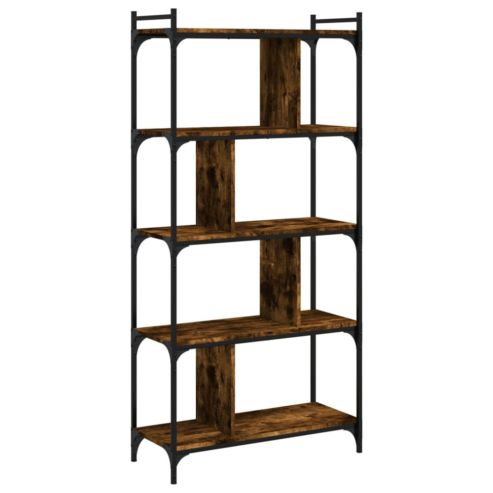 Boekenkast 5-laags 76x32x158 cm bewerkt hout gerookt eikenkleur MeubelReus