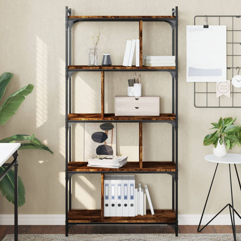 Boekenkast 5-laags 76x32x158 cm bewerkt hout gerookt eikenkleur MeubelReus