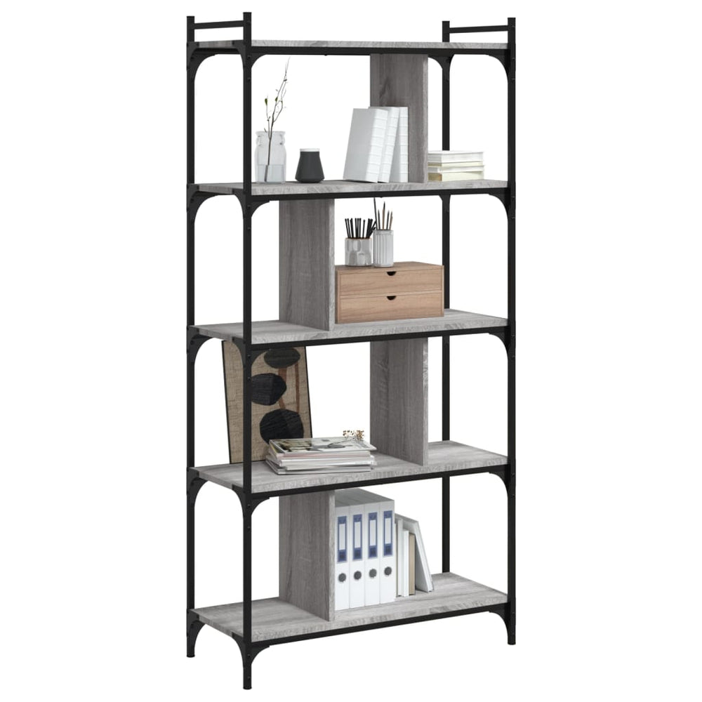 Boekenkast 5-laags 76x32x158 cm bewerkt hout grijs sonoma MeubelReus