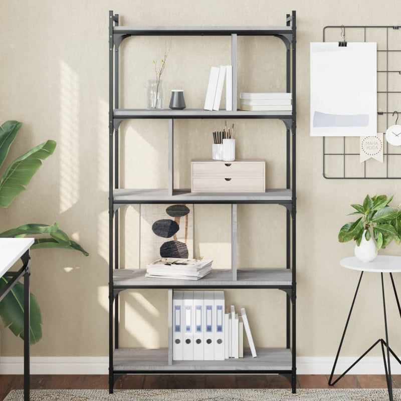 Boekenkast 5-laags 76x32x158 cm bewerkt hout grijs sonoma MeubelReus
