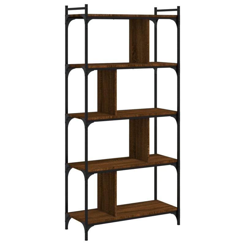 Boekenkast 5-laags 76x32x158 cm bewerkt hout bruin eikenkleur MeubelReus