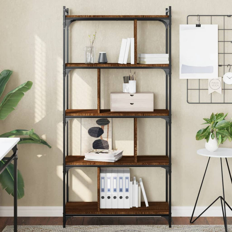 Boekenkast 5-laags 76x32x158 cm bewerkt hout bruin eikenkleur MeubelReus