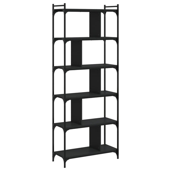 Boekenkast 6-laags 76x32x192 cm bewerkt hout zwart MeubelReus