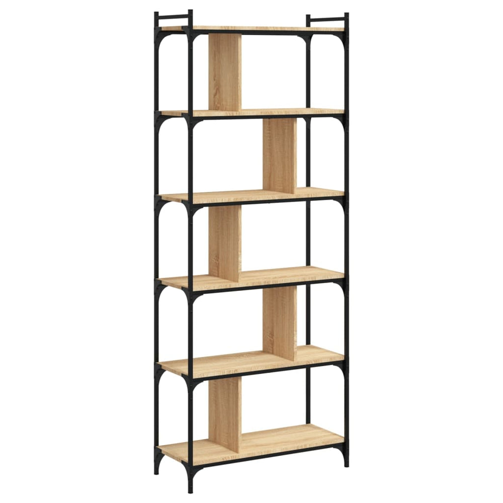 Boekenkast 6-laags 76x32x192 cm bewerkt hout sonoma eikenkleur MeubelReus