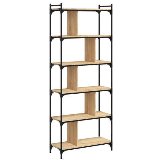 Boekenkast 6-laags 76x32x192 cm bewerkt hout sonoma eikenkleur MeubelReus