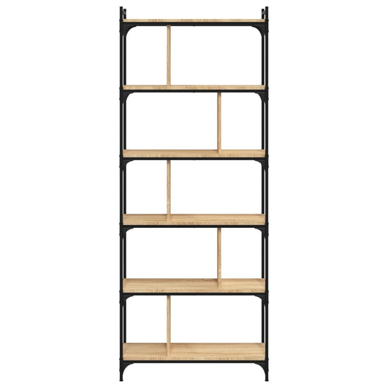 Boekenkast 6-laags 76x32x192 cm bewerkt hout sonoma eikenkleur MeubelReus