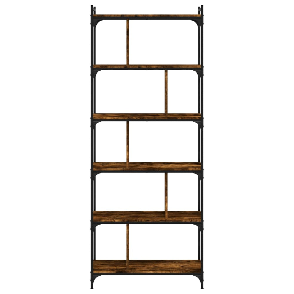 Boekenkast 6-laags 76x32x192 cm bewerkt hout gerookt eikenkleur MeubelReus