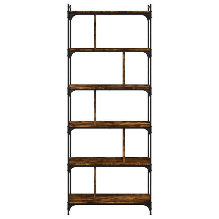 Boekenkast 6-laags 76x32x192 cm bewerkt hout gerookt eikenkleur MeubelReus