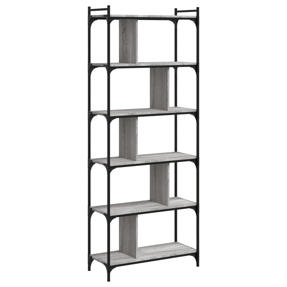 Boekenkast 6-laags 76x32x192 cm bewerkt hout grijs sonoma MeubelReus
