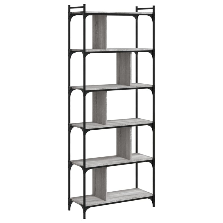 Boekenkast 6-laags 76x32x192 cm bewerkt hout grijs sonoma MeubelReus