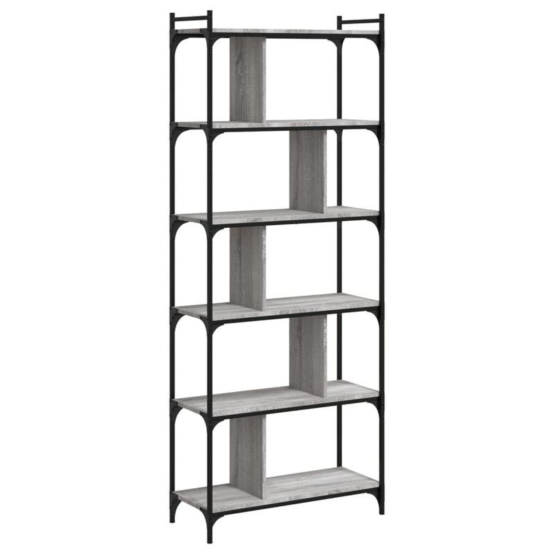 Boekenkast 6-laags 76x32x192 cm bewerkt hout grijs sonoma MeubelReus