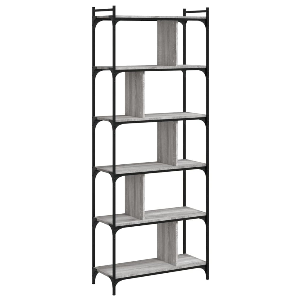 Boekenkast 6-laags 76x32x192 cm bewerkt hout grijs sonoma MeubelReus