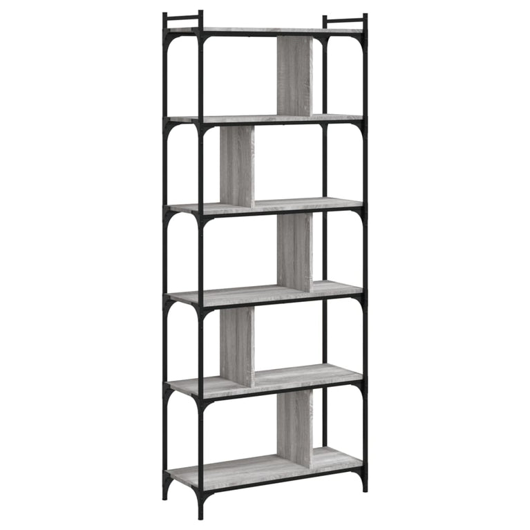 Boekenkast 6-laags 76x32x192 cm bewerkt hout grijs sonoma MeubelReus