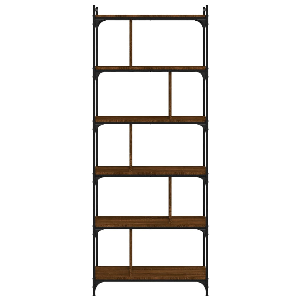 Boekenkast 6-laags 76x32x192 cm bewerkt hout bruin eikenkleur MeubelReus