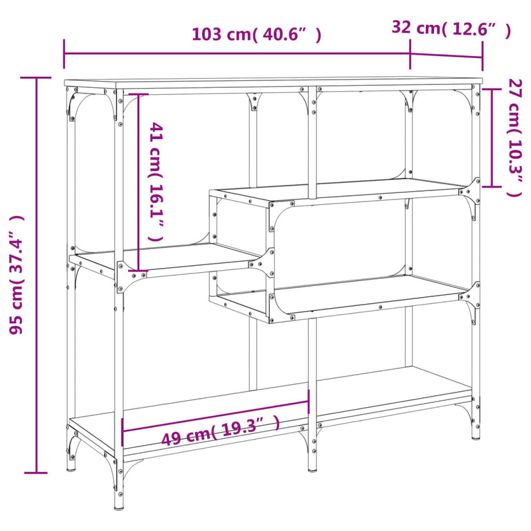 Wandtafel 103x32x95 cm bewerkt hout zwart MeubelReus