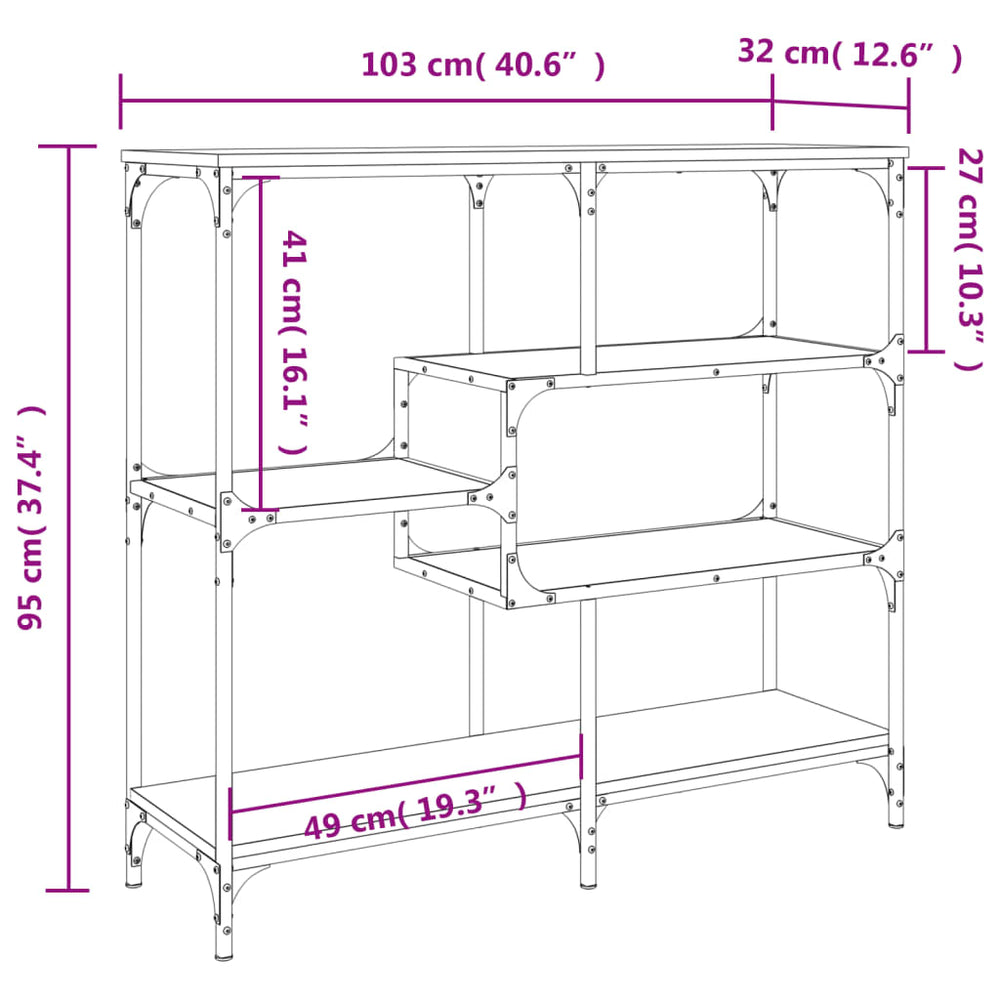 Wandtafel 103x32x95 cm bewerkt hout bruin eikenkleur MeubelReus