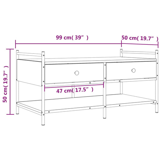 Salontafel 99x50x50 cm bewerkt hout zwart MeubelReus