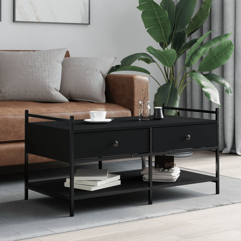 Salontafel 99x50x50 cm bewerkt hout zwart MeubelReus