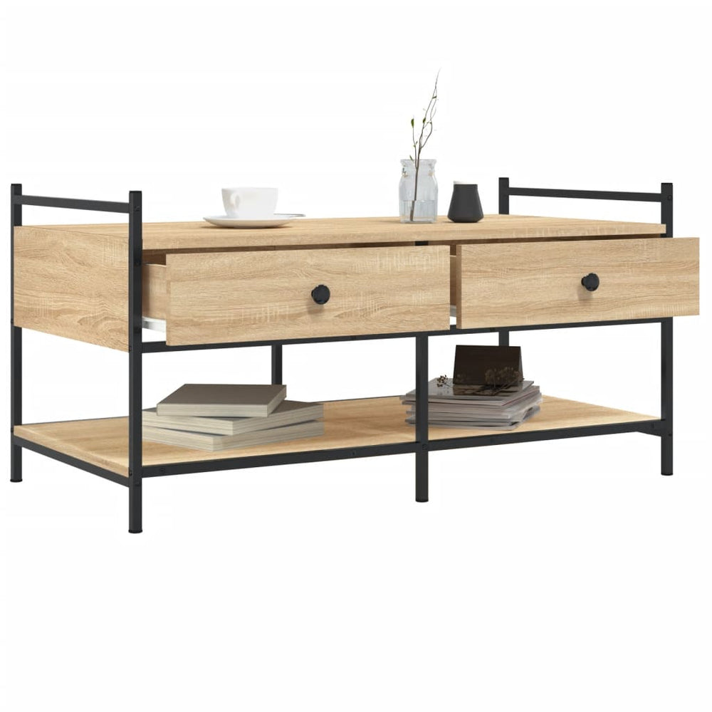 Salontafel 99x50x50 cm bewerkt hout sonoma eikenkleurig MeubelReus