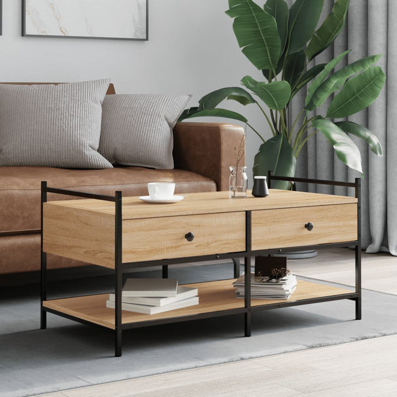 Salontafel 99x50x50 cm bewerkt hout sonoma eikenkleurig MeubelReus