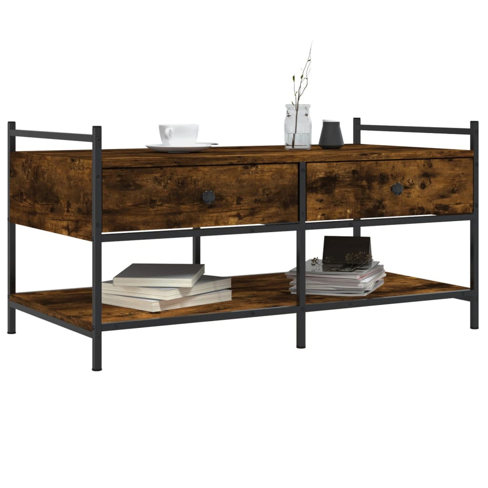 Salontafel 99x50x50 cm bewerkt hout gerookt eikenkleurig MeubelReus