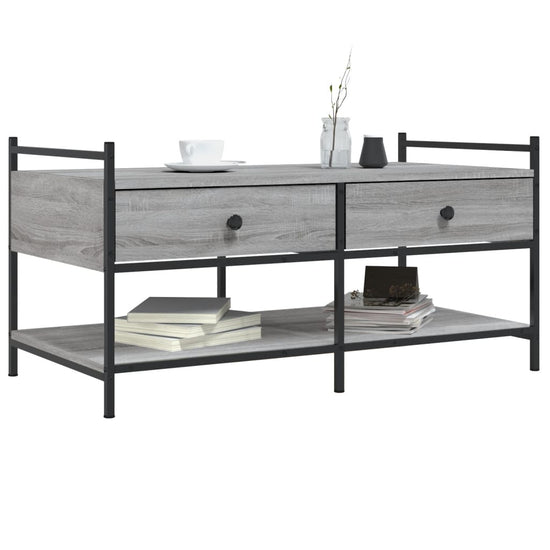 Salontafel 99x50x50 cm bewerkt hout grijs sonoma eikenkleurig MeubelReus