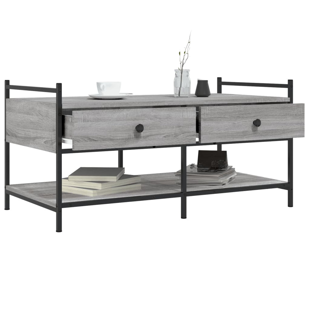 Salontafel 99x50x50 cm bewerkt hout grijs sonoma eikenkleurig MeubelReus