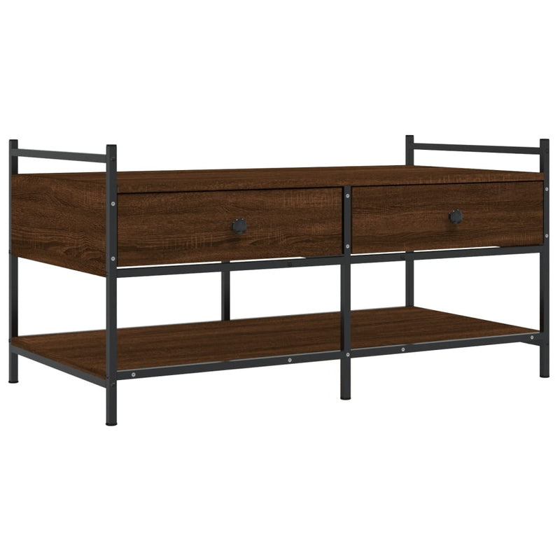 Salontafel 99x50x50 cm bewerkt hout bruin eikenkleur MeubelReus