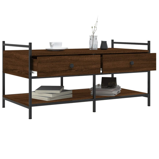 Salontafel 99x50x50 cm bewerkt hout bruin eikenkleur MeubelReus