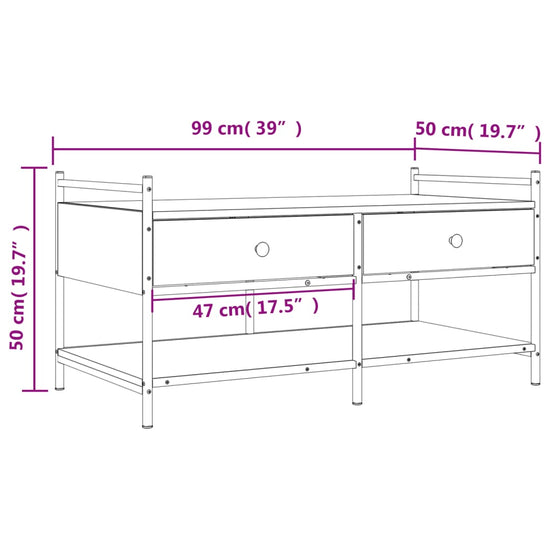Salontafel 99x50x50 cm bewerkt hout bruin eikenkleur MeubelReus