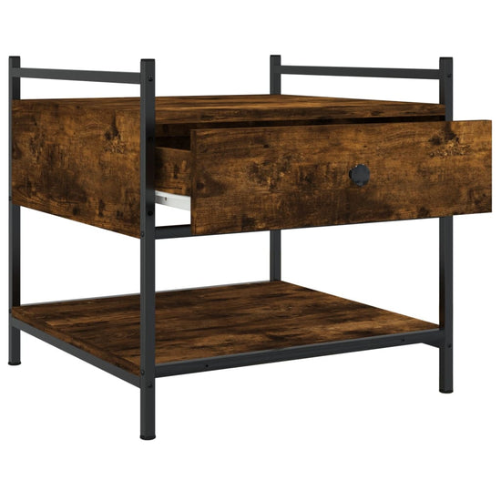 Salontafel 50x50x50 cm bewerkt hout gerookt eikenkleurig MeubelReus