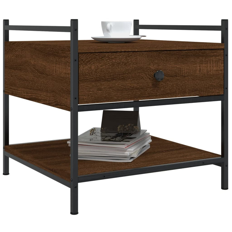 Salontafel 50x50x50 cm bewerkt hout bruin eikenkleur MeubelReus